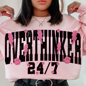 PINK OVERTHINKER png| PINK png, overthinker png, retro arch png, arch, varsity, mental health png, popular png file, girly png
