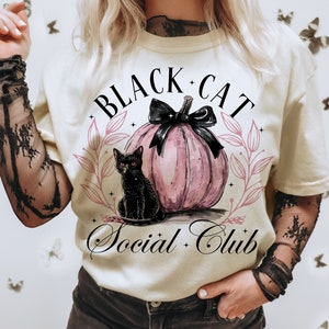 Schwarze Katze Social Club png, Ghots Katze png, Retro Halloween png, Trending png, Gothic png, Schwarze Katze png, Coquette png, Halloween Katzenmama png