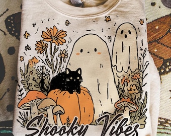 Spooky vibes floral ghost Png,Fall Png, Fall pumpkin Sublimation Shirt png, Pumpkin png, HALLOWEEN png, spooky mama png,Halloween shirt png
