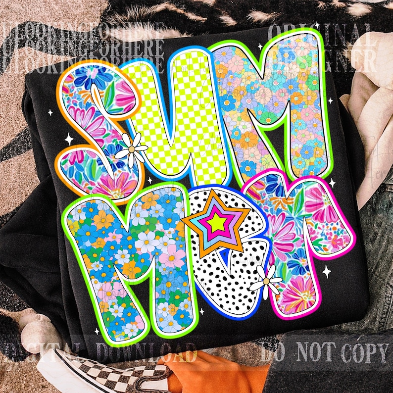 Summer floral PNG, Coquette Summer PNG, Retro Summer Png, Beach Png, Hello Summer Png, Summer Checkered Png, Summer Brushstroke Png image 1