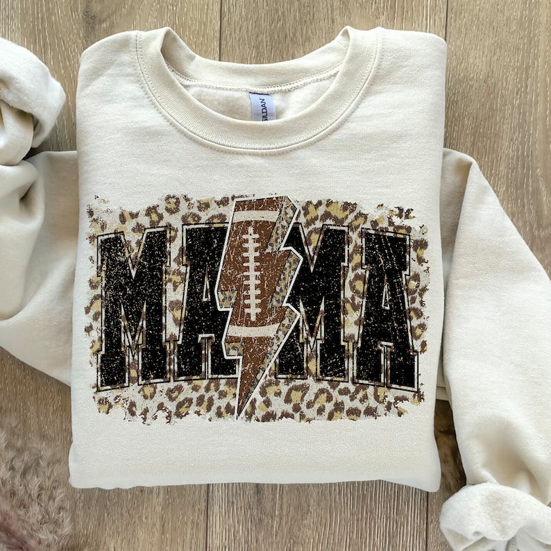 Football Mama lightning bolt Png, Touchdown Season Shirt Png, Football Leopard Png, Football Mom Png, Game Day Sublimation Designs, Leopard image 2