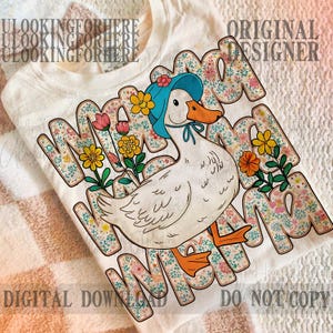 Floral Mama Goose Png, Mama Goose Png, Girly Png, Goose Png, Mother's Day Png, Floral Mama Png, Duck Png, Goose granny png, mom shirt image 2