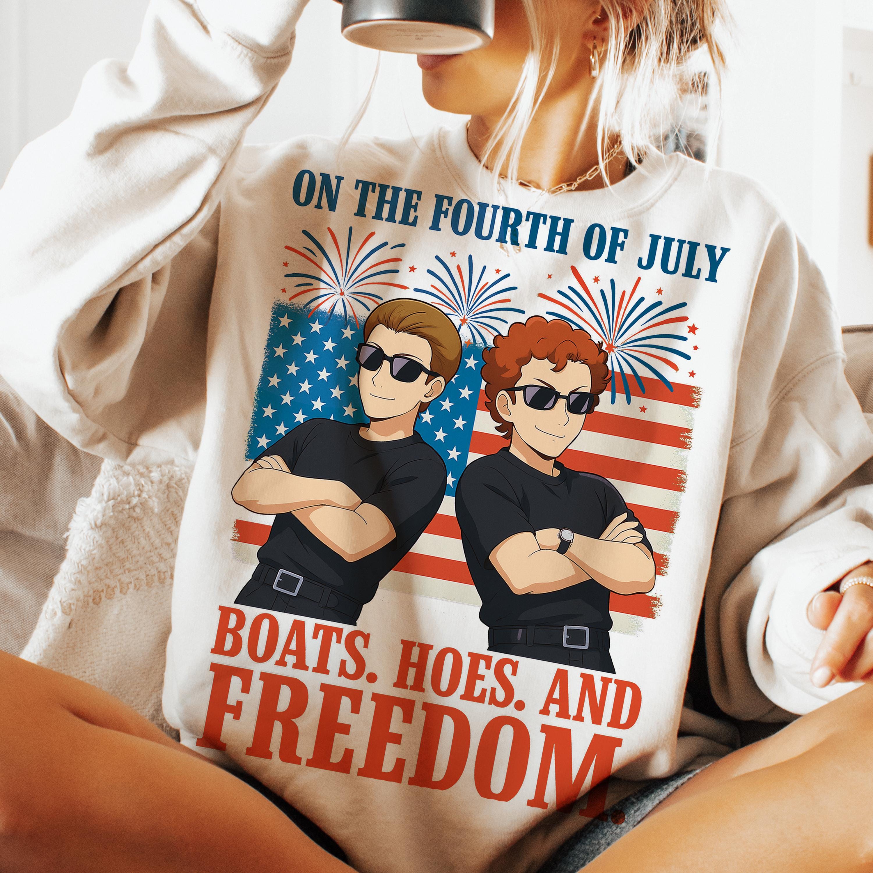 Boats, Hoes and Freedom, step brothers, png, funny, 4th of July, Patriotic, prestige worldwide, movies, fireworks, bang, sarcasm, shirts