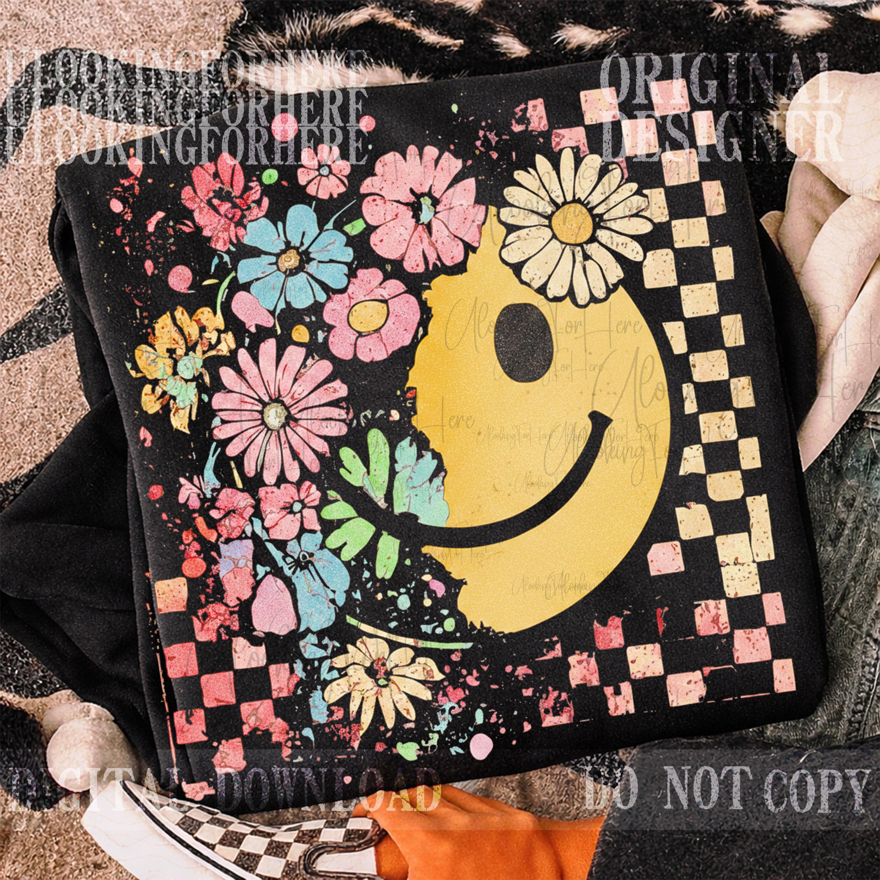 Spring Flower Smiley Face Png, Floral Happy Face for Easter Png ...