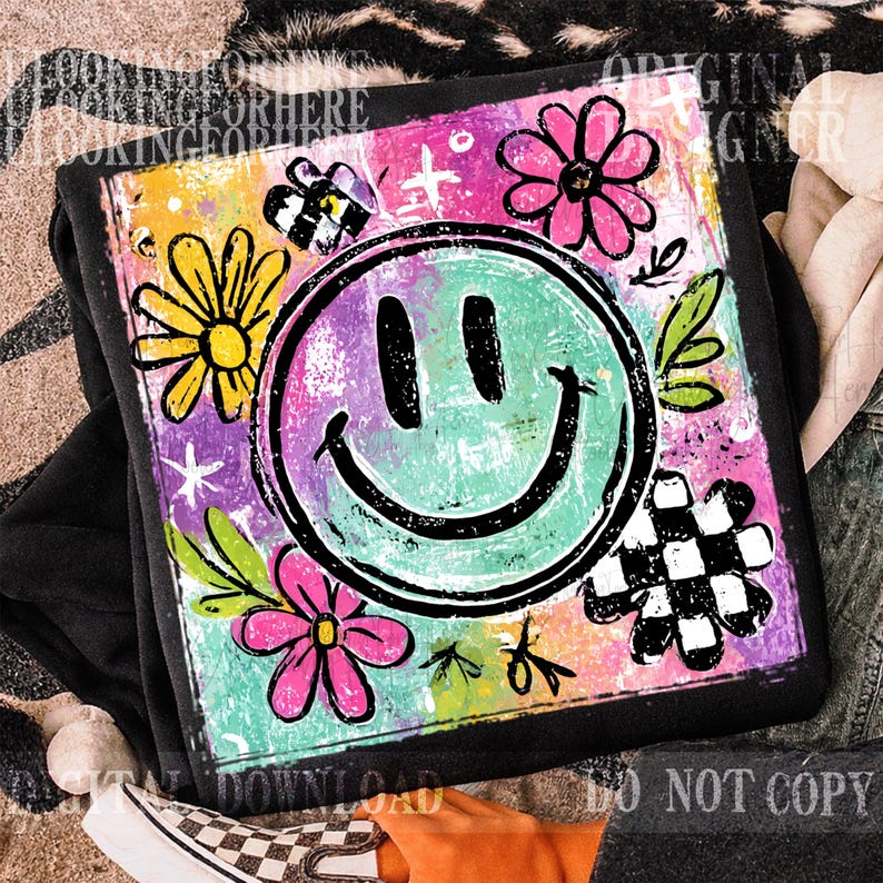 Cara sonriente retro PNG, cara sonriente floral PNG, cara feliz PNG, motivación PNG, diseño de amor propio PNG, salud mental PNG, rosa retro PNG imagen 1