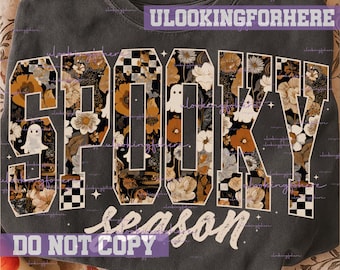 Spooky Season Floral Pumpkin Png, Halloween Shirt Design (Digital Download)
