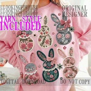 Coquette Easter Bunny Floral png, Easter Bunny png, Coquette Easter png, Retro Easter png, Girly Easter Kids Bow, Bunny png, Spring Floral image 2