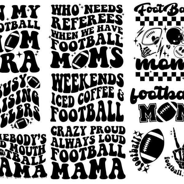 Football Mom Bundle Svg Png, Trendy football svg png, football mama Svg Png, Mama era svg png, Sport mom svg, Wavy text svg