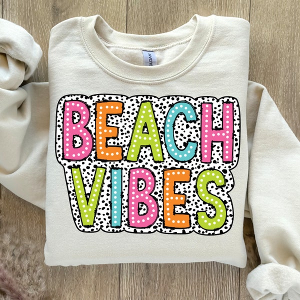 Beach Vibes PNG, Summer PNG, Digital Download Png, Bright Doodle, Dalmatian Dots, Retro Summer png, Hello Summer png, Beach png