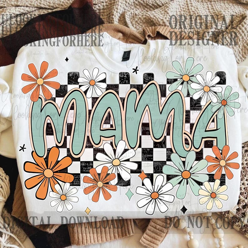 Mamá floral png, mamá flor png, mamá coqueta lazo png, mamá preppy, mamá genial png, día de la madre png, regalo para mamá png idea de camiseta popular imagen 1