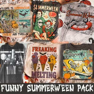 Diseño PNG de sublimación de verano, PNG de verano espeluznante, PNG de Halloween de verano con esqueleto, PNG de calabaza de Halloween, PNG de terror de verano, paquete de verano
