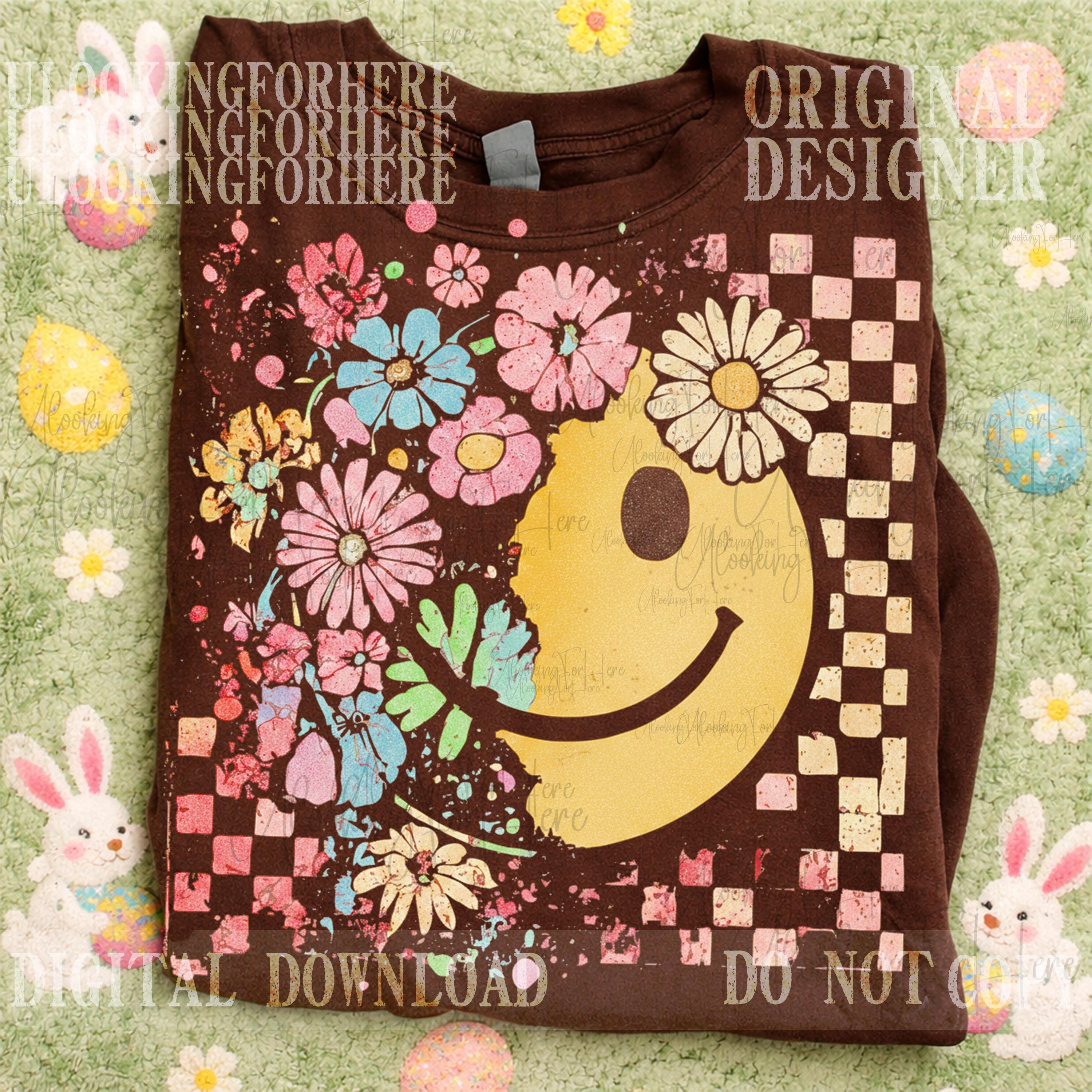 Spring Flower Smiley Face Png, Floral Happy Face for Easter Png ...