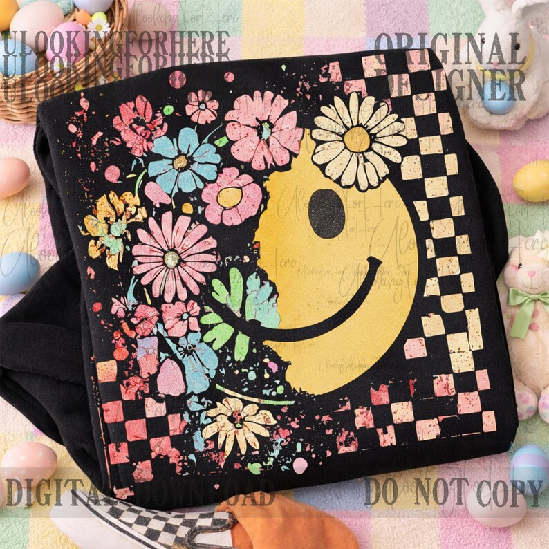 Spring Flower Smiley Face Png, Floral Happy Face for Easter Png ...