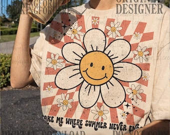 Summer Smiley Face PNG for Sublimation, Smiley face png, Summer png, Kids Summer png, Trendy summer Design, Daisy png, Aesthetic png