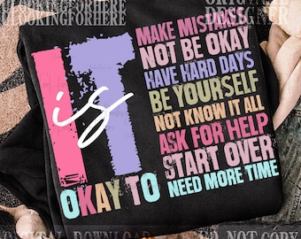 Retro It's Okay To Make Mistakes Be Yourself  Png, Mental Health Png Design Shirt, Motivation Saying Sublimation Download,png files