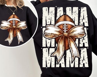 Football Mama Bow png, herfstcoquette boog png, herfst voetbalshirt png, voetbal sport png, voetbal moeder png, game dag sublimatieontwerp