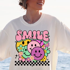 Groovy Summer Smile PNG Sublimation, Trendy Hoodie Front Back Design ...