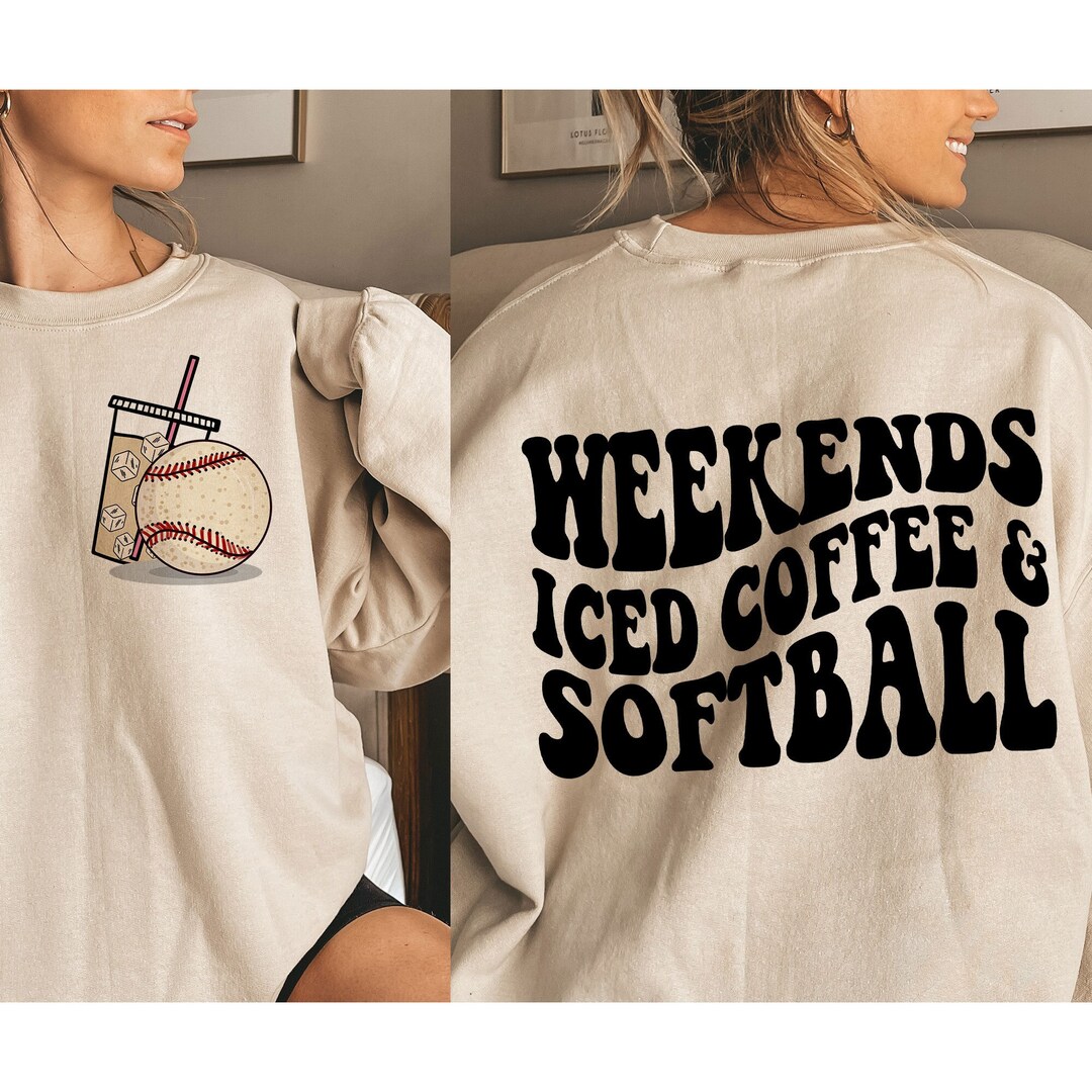 Weekends Iced Coffee Softball Svg Png, Trendy Baseball Svg Png