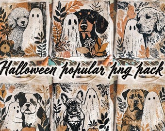 cane di Halloween boho autunno PNG, stagione spettrale PNG, cane fantasma di Halloween PNG, mamma cane di Halloween PNG, cane carino Boo Halloween PNG, amante dei cani png