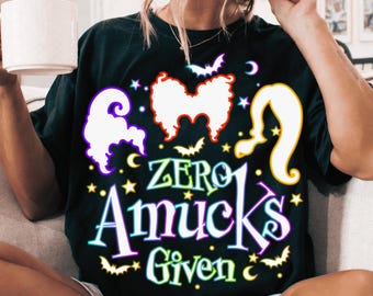 Zero Amucks Given png, neon halloween png, Halloween png, Halloween designs Png, Witch png, Spooky girl png, Sublimation Designs, neon png