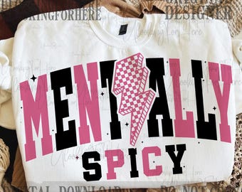 Mentally Spicy Snarky PNG Sarcastic Funny Mental health Png Retro Checkered Trendy Womens Leopard Print Sarcasm Sassy Funny Mom Png