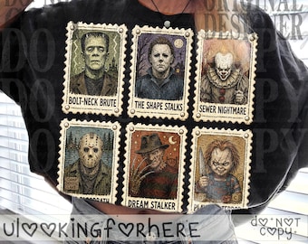 Vintage Halloween PNG, Retro Horror Collage PNG, Spooky Wall Art, Spooky Season png, Gothic Halloween Sublimation, DTF Shirt Design