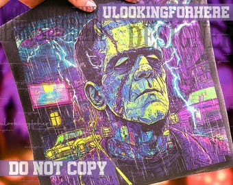 Frankenstein-Monster (PNG), Vintage-Halloween-Geist (PNG), Halloween-Horror-Shirt-Design, Halloween-Sublimation, Retro-Halloween-Shirt (PNG)