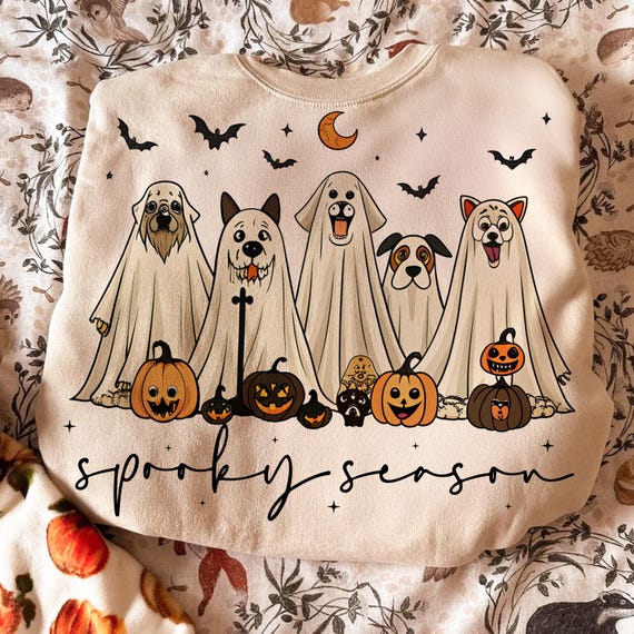 Retro Ghost Dog PNG, Spooky Season PNG, Halloween Ghost Dog Png, Halloween Pumpkin Dog Png, Dog Halloween Png, Cute Boo Dog Halloween Png