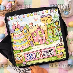 Custom Zipcode Easter PNG – Small Town colorful Design, Christian Easter Coquette Graphic