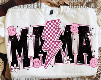 Mama Lightning Bolt PNG, funny Mama png, Mama Png, Mama Shirt png, Mom Life Png, Mama Sublimation, Retro Mama png, Sublimation Designs