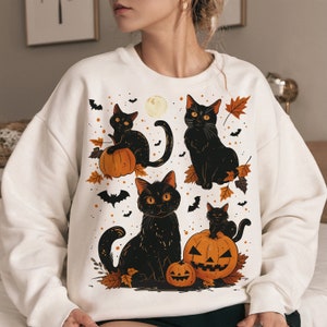 Chat noir citrouille et png, Ghots Cat png, rétro halloween png, gothique png, chat noir png, automne png, Halloween chat maman png, automne png