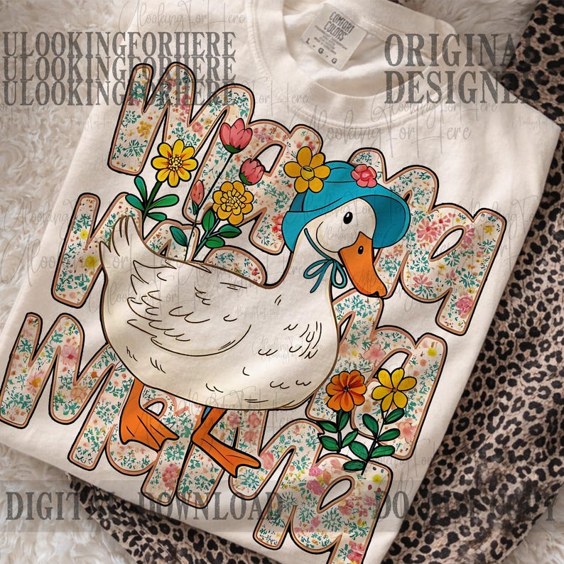 Floral Mama Goose Png, Mama Goose Png, Girly Png, Goose Png, Mother's Day Png, Floral Mama Png, Duck Png, Goose granny png, mom shirt image 1