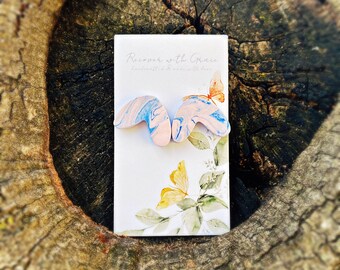 Pink and Blue Marbled Wide Arrow Studs