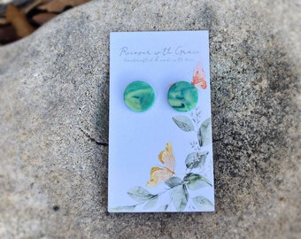 Teal Marbled Round Studs