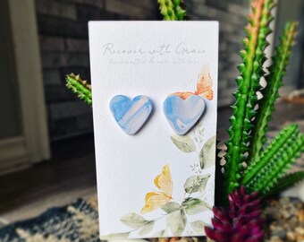 Pink, Blue and Purple Swirl Hearts Studs