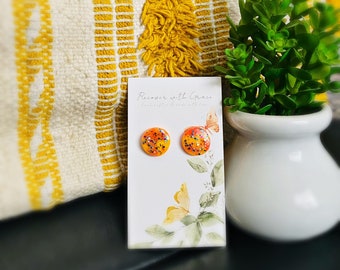 Sunrise Glitter Polymer Clay Stud Earrings: Gold Filled Posts