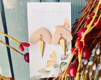Pretty in Pink and Gold Dagger Studs