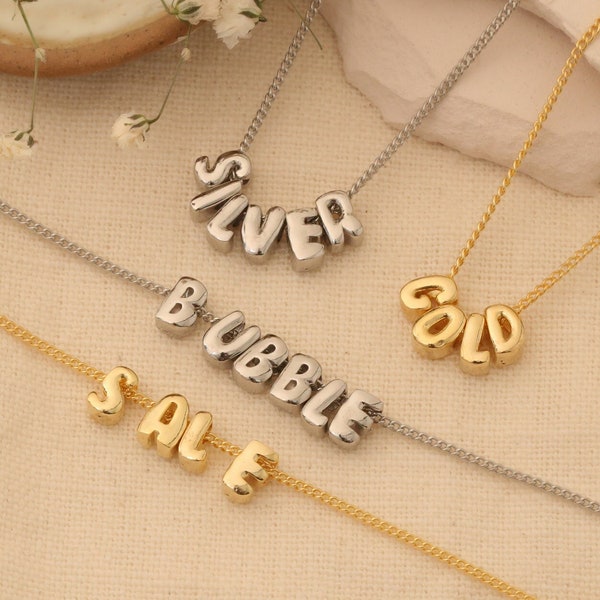 Loved One 3D Balloon Initial Letters Name Necklace, Person Loss Bubble Letter Name Necklace, Memorial Necklace, Remembrance Name Necklace