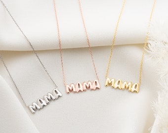 Bubble Letters Mama Collana, Dainty Balloon Letters Mama Pendant, 3D Baloon Bubble Mama Collana, Collana Gold Mama, Mama Charm, Mama Gift