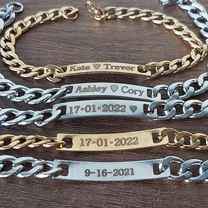 Personalized Steel Couple Bracelets, Custom Matching Bracelet For Couple, Friendhip Bracelets, Relationship Bracelets, Gift For Couples, image 10