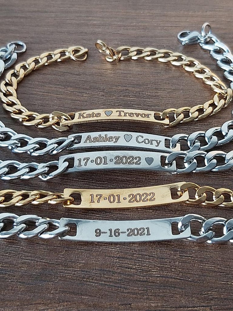 Personalized Steel Couple Bracelets, Custom Matching Bracelet For Couple, Friendhip Bracelets, Relationship Bracelets, Gift For Couples, image 10