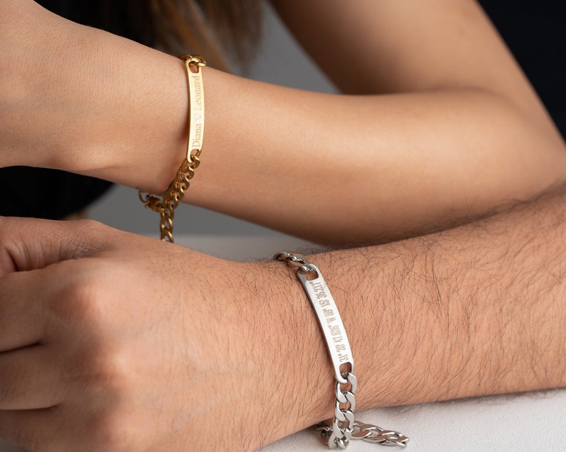 Personalized Steel Couple Bracelets, Custom Matching Bracelet For Couple, Friendhip Bracelets, Relationship Bracelets, Gift For Couples, image 5