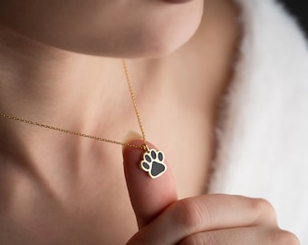 Collana con stampa di zampa di animale domestico, Collana di zampa minimalista, Collana di zampa minuscola unica, Collana di zampa di gatto, Collana di zampa di cane, Fascino commemorativo del ricordo dell'animale domestico