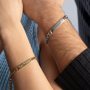 Gepersonaliseerde armband voor koppels, cadeau voor vriend, cadeau voor vriendin, cadeau voor koppels, gepersonaliseerde geschenken, paar Memorial armbanden afbeelding 1