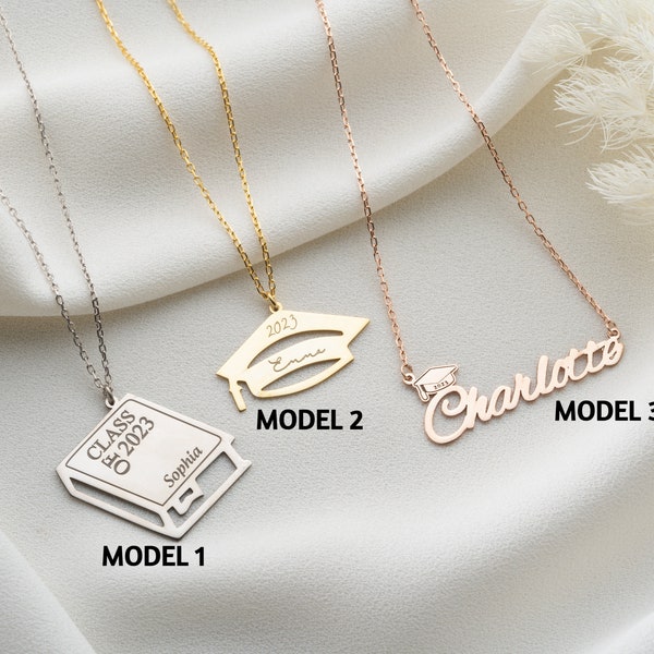 Personalized Graduation Necklace, Custom Bachelor Cap Necklace, Graduation Gift, Graduation Jewellery,  2023 Graduation Gift, Her Grad Gift