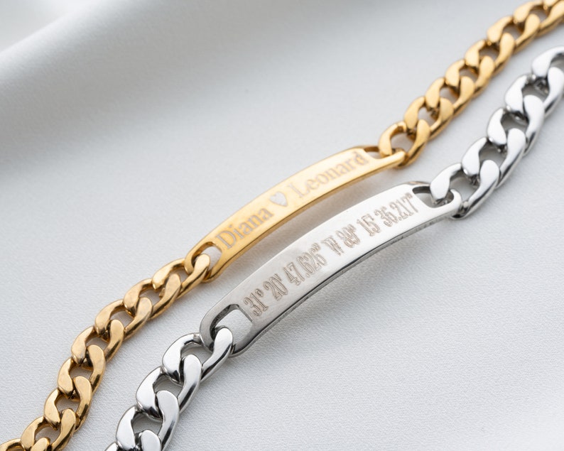 Personalized Steel Couple Bracelets, Custom Matching Bracelet For Couple, Friendhip Bracelets, Relationship Bracelets, Gift For Couples, image 4