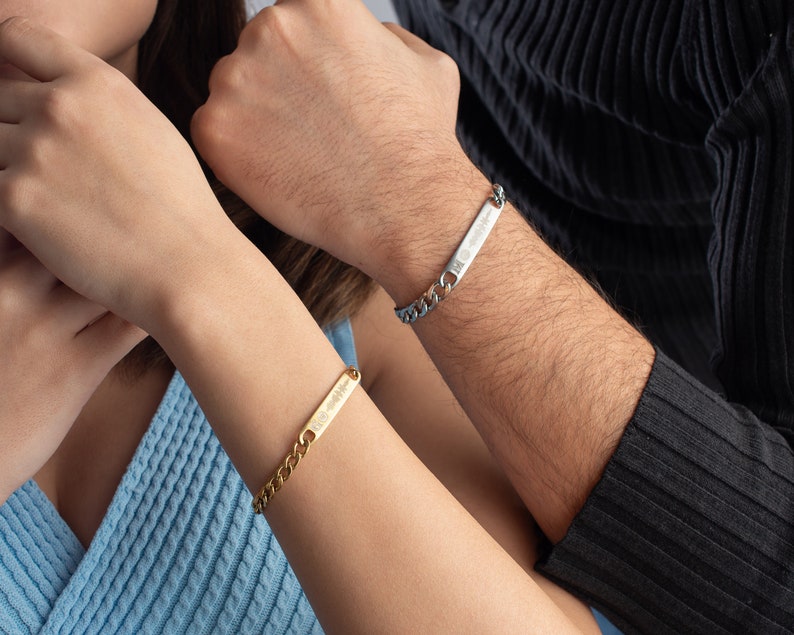 Personalized Steel Couple Bracelets, Custom Matching Bracelet For Couple, Friendhip Bracelets, Relationship Bracelets, Gift For Couples, image 9