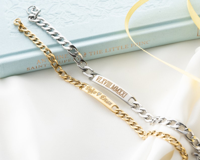 Personalized Steel Couple Bracelets, Custom Matching Bracelet For Couple, Friendhip Bracelets, Relationship Bracelets, Gift For Couples, image 2