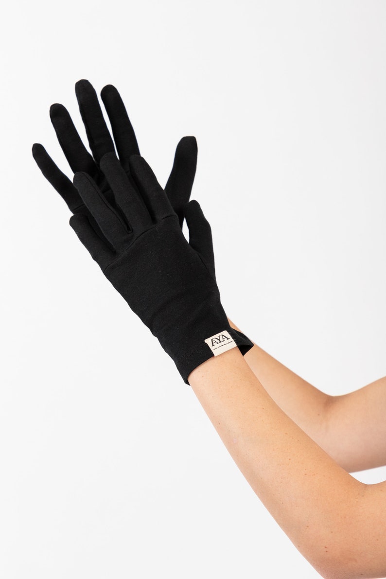 Moisturizing Spa Organic Pima Cotton Gloves Unisex Black Etsy