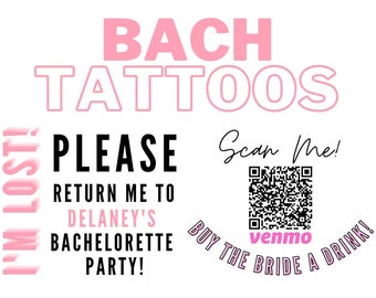 Bachelorette Party Tattoos | Custom Temporary Tattoos | Bachelorette Tattoos | Venmo Tattoos | Bachelorette Decor | Groom's Face Tattoo